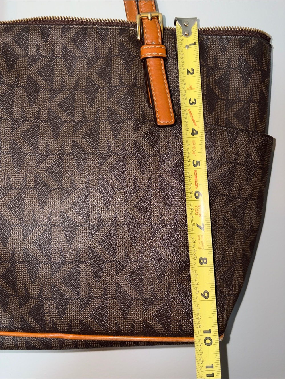 Michael Kors Brown Logo Tote with Tan Leather Trim - Picture 9 of 10